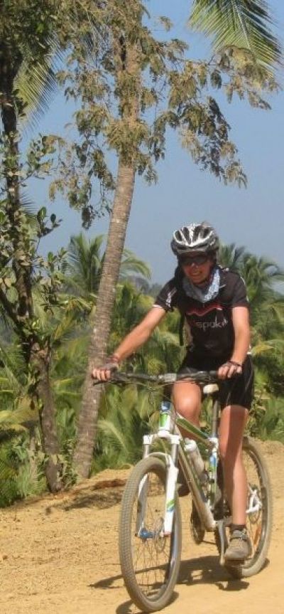 Claire Bugler Cycling on the  tour with redspokes